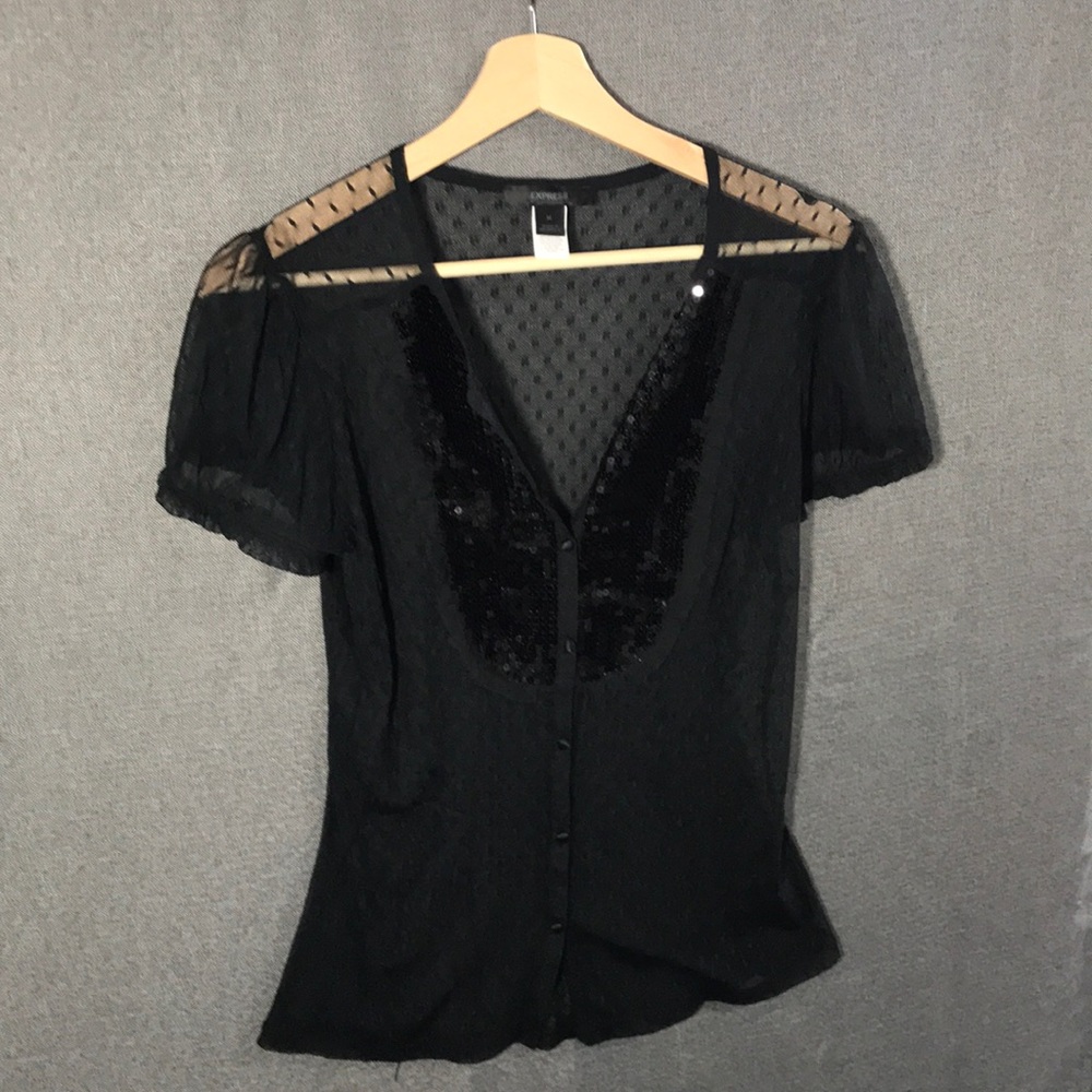 Express - sequin / sheer blouse